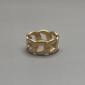 Y2K Vintage Gold Cuban Ring – Size 8, Unisex, Brand New